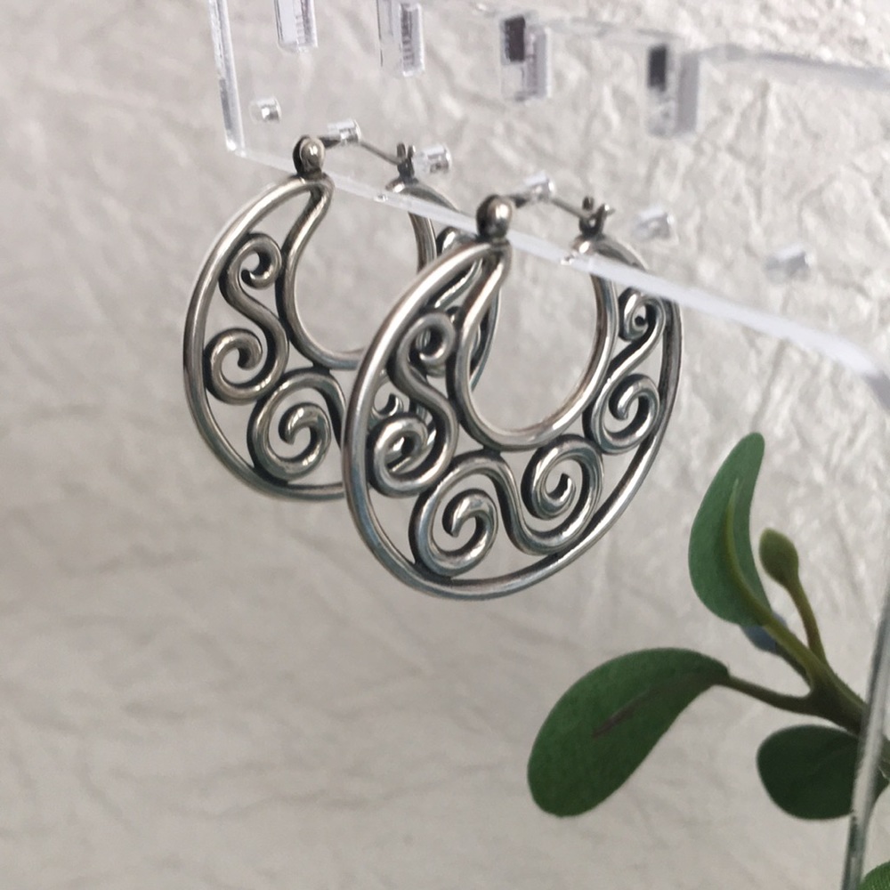 James Avery Retired Open Scroll Hoop Ear Hooks Sterling Silver (RARE)